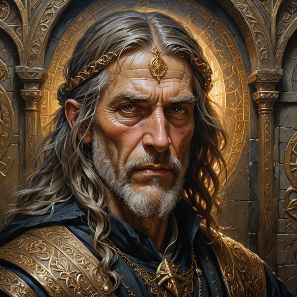 Medieval Sorcerer Portrait in High Fantasy Style