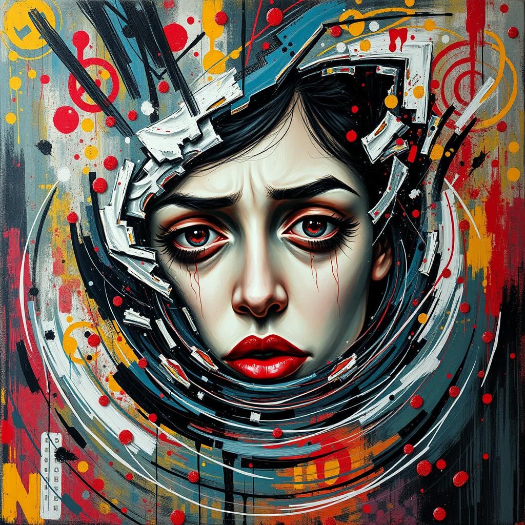 abstract portrait woman sadness sad tears teary crying cry w...