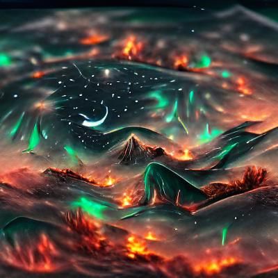 Emerald Fire Scars Astral Night Sky