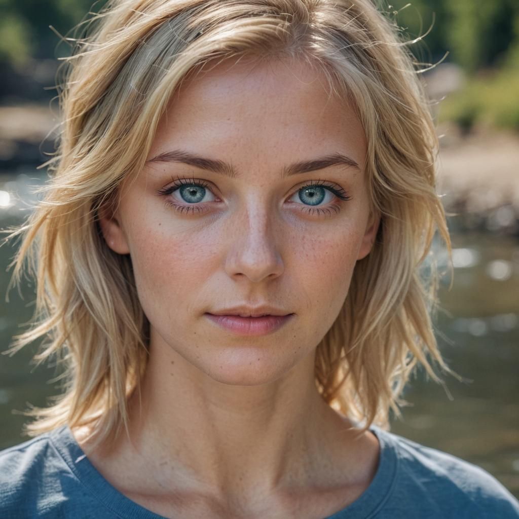 Blonde Woman Portrait with Bokeh in Natural Light