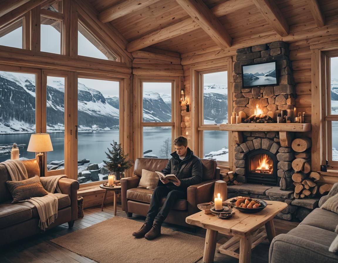 Cozy Winter Cabin Overlooking Fjord