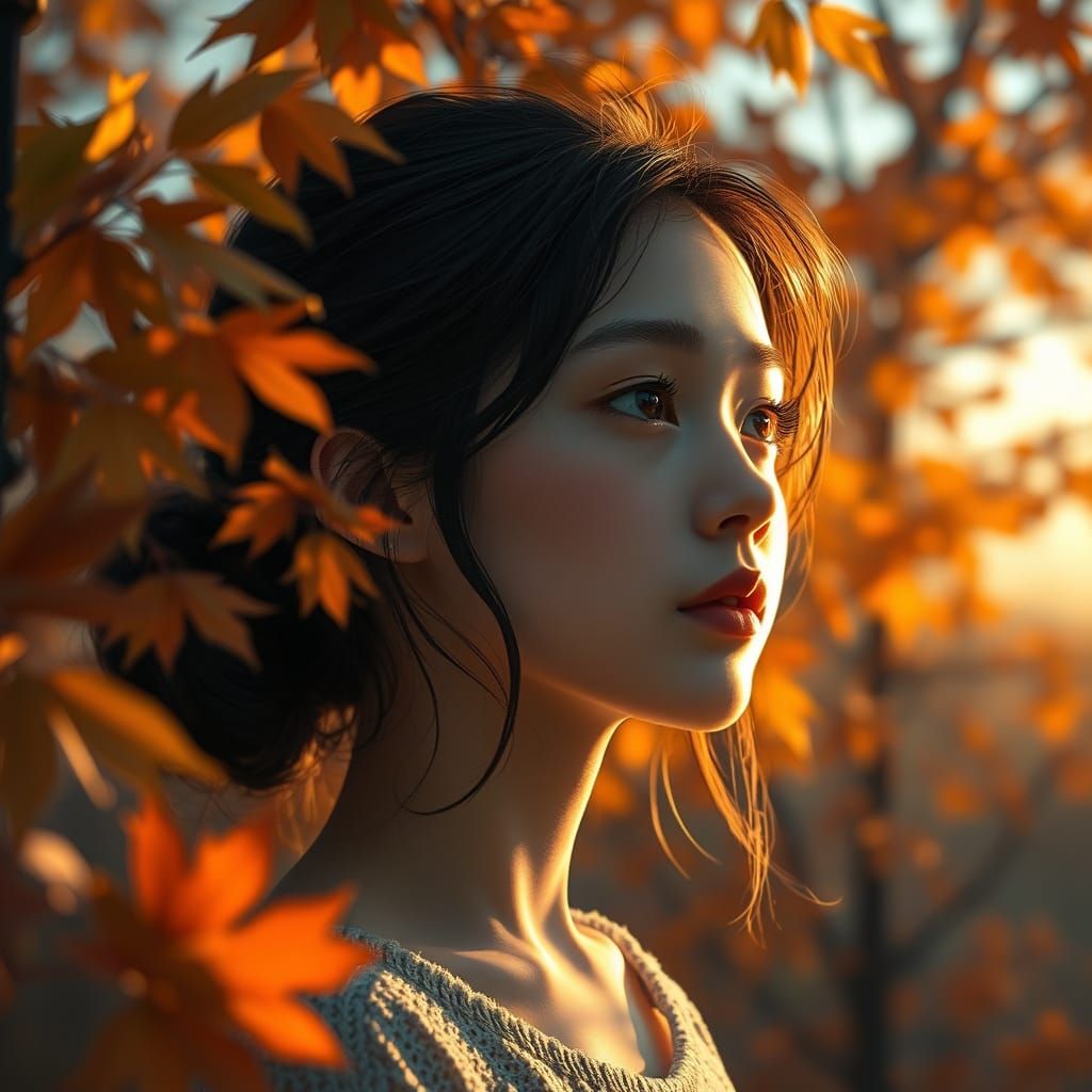 Whispers in Autumn Breeze: Delicate Anime Concept Art