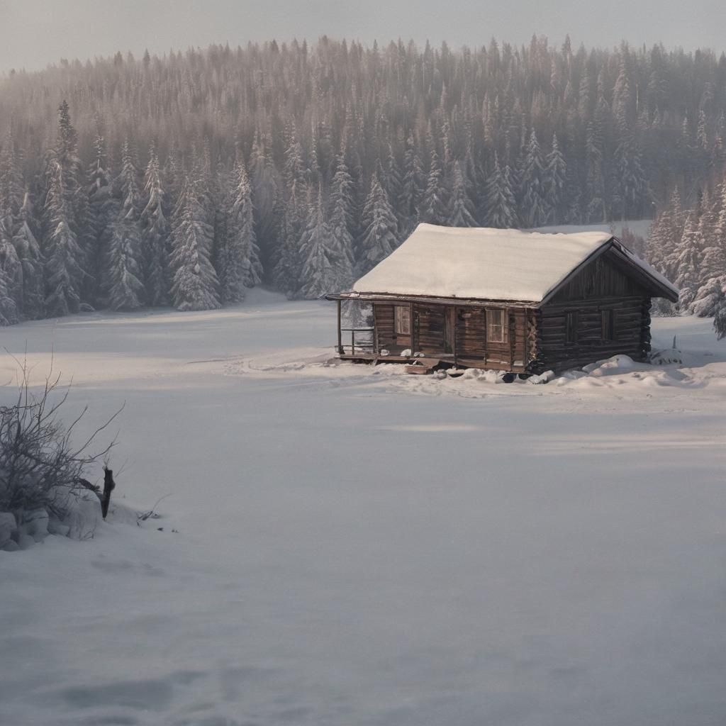 Cinematic Masterpiece of a Snowy Winter Cabin