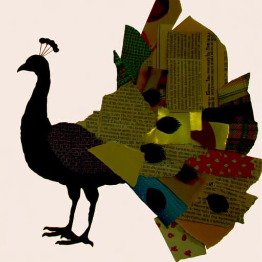 Vibrant Peacock Collage Art from Mixed Media