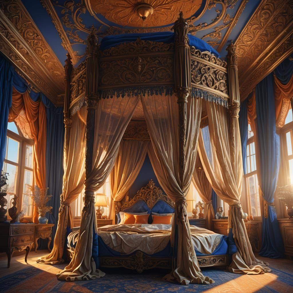 Fantasy Bedroom with Four-Poster Bed, Unreal Engine 5