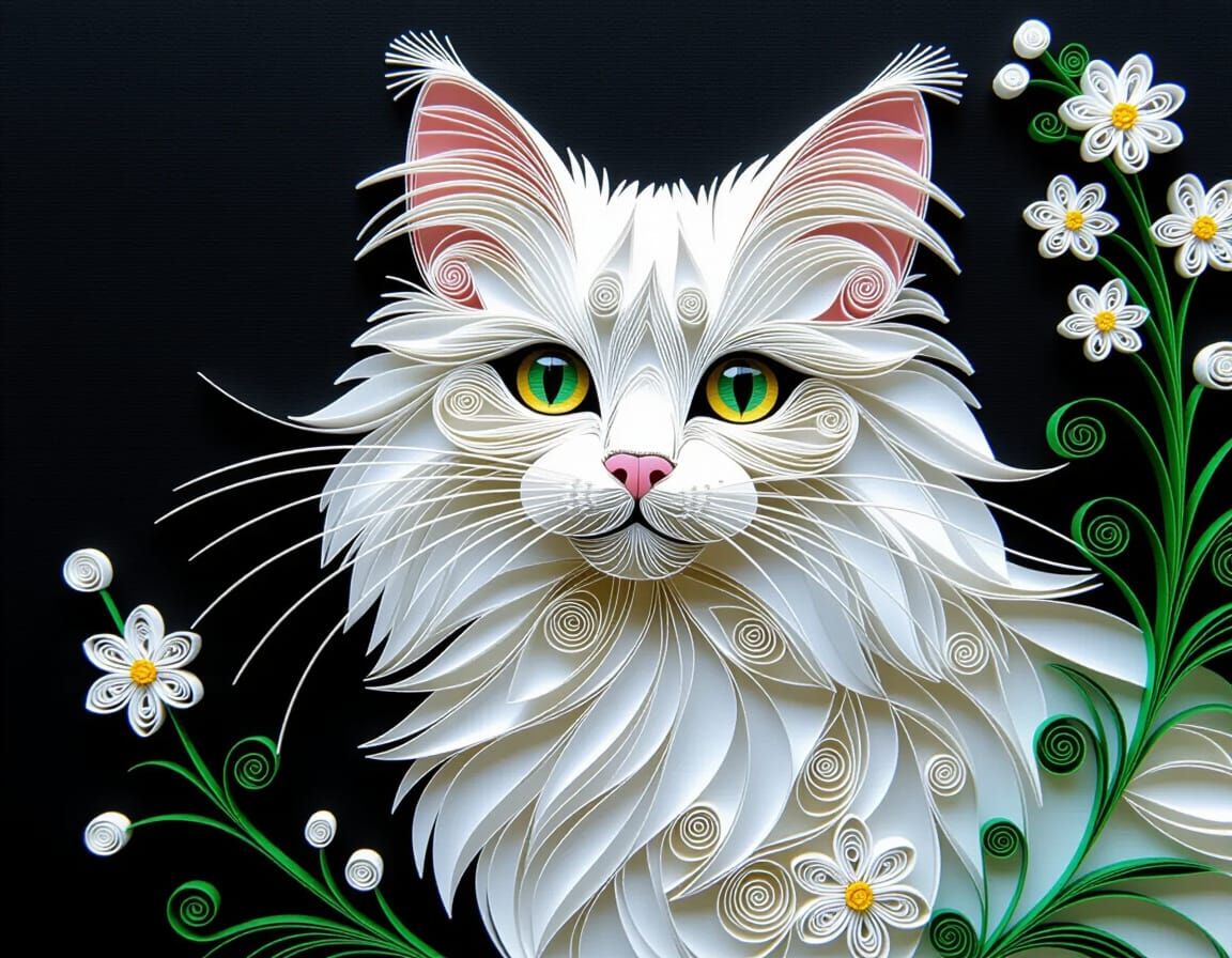 Quilled Turkish Van Cat Paper Art