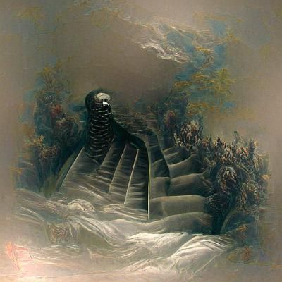 Endless Staircase in Gothic Horror Style