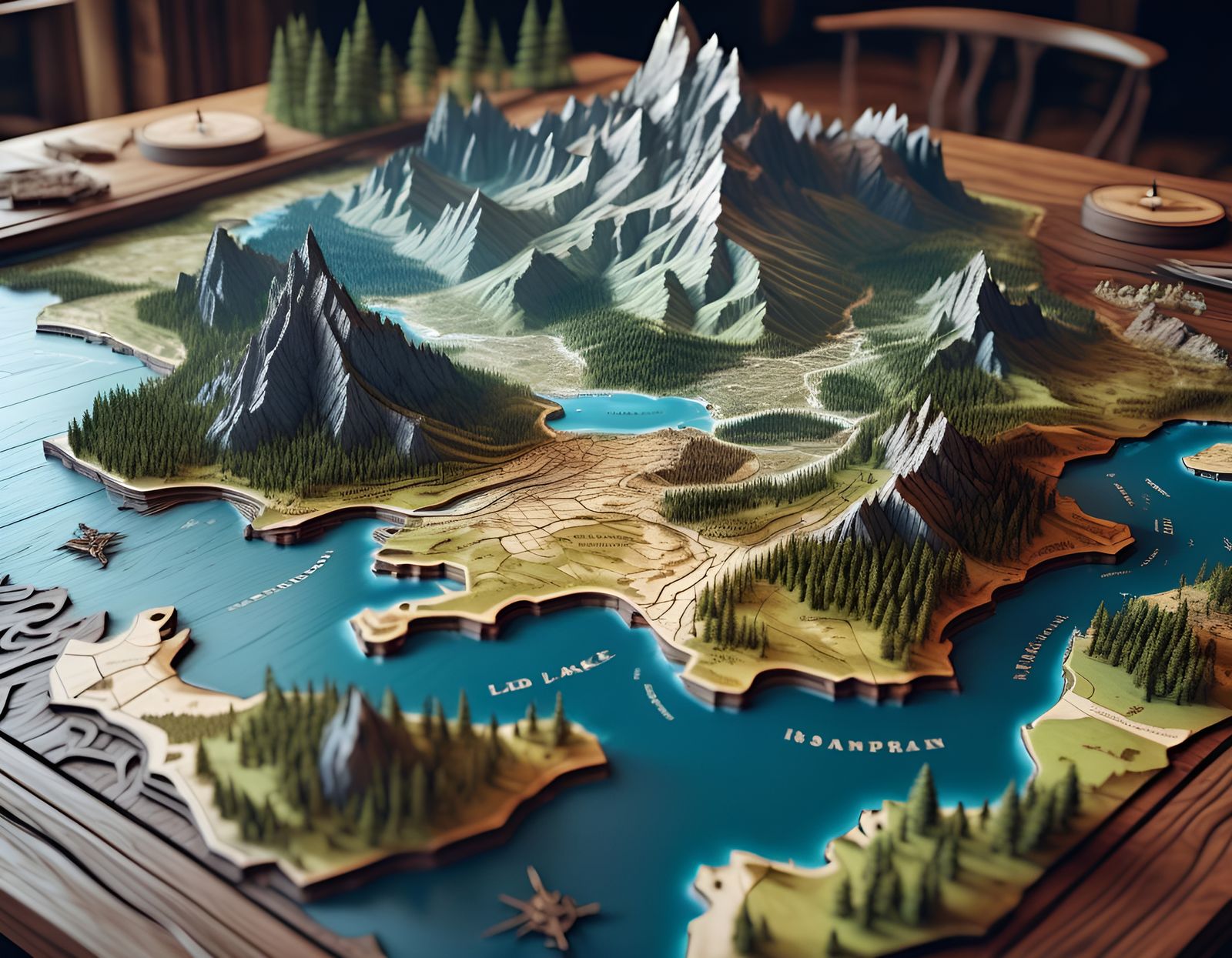 Detailed 3D Map of Fantasy World