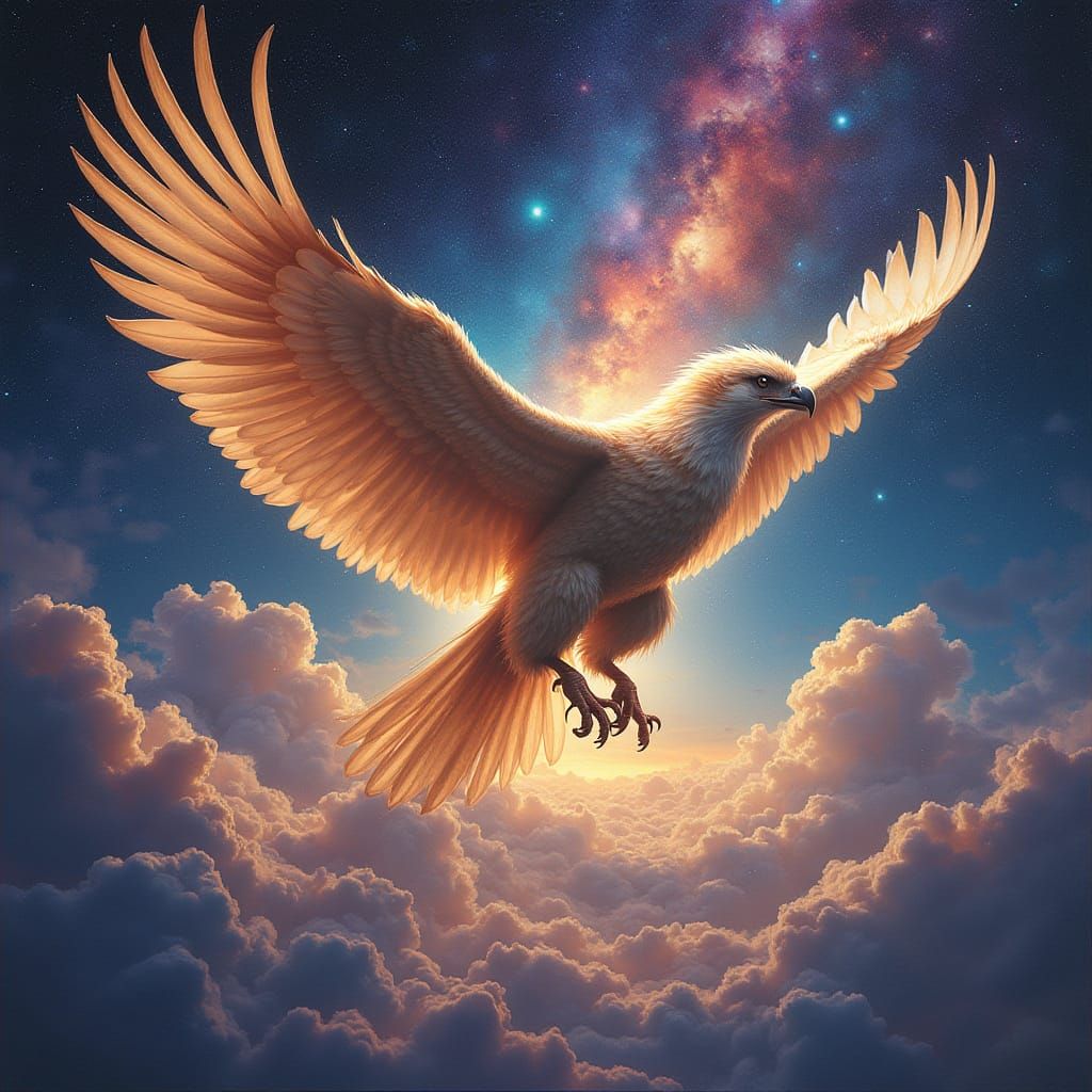 Majestic Griffin soars through Vibrant Cosmic Nebula