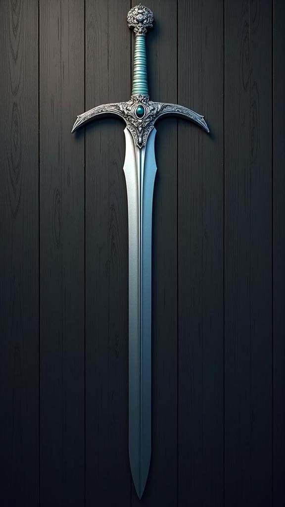 Majestic Valyrian Steel Sword with Winter Rose Pommel