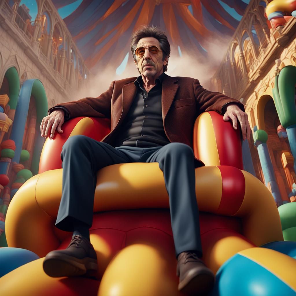 Al Pacino's Bouncy Castle Adventure: Detailed Matte Painting