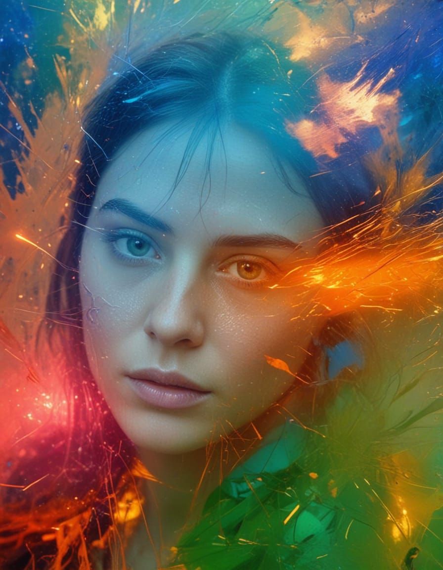 Abstract Portrait with Dichroic Light Refraction