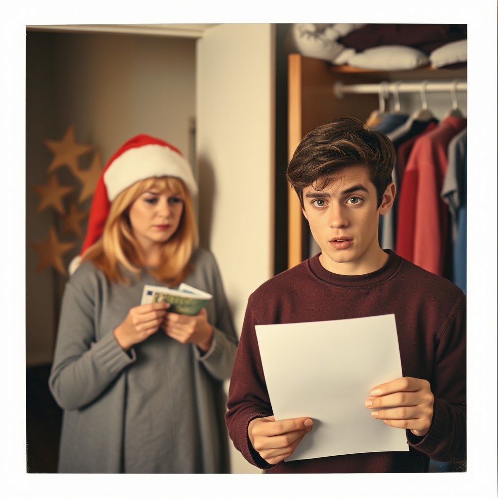 90s Sitcom Scene: Shock and Santa Hat