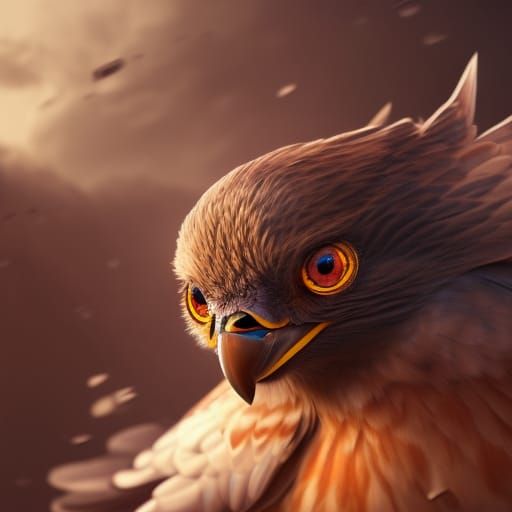Chrome Feathered Hawk Portrait in Hyperrealistic Style