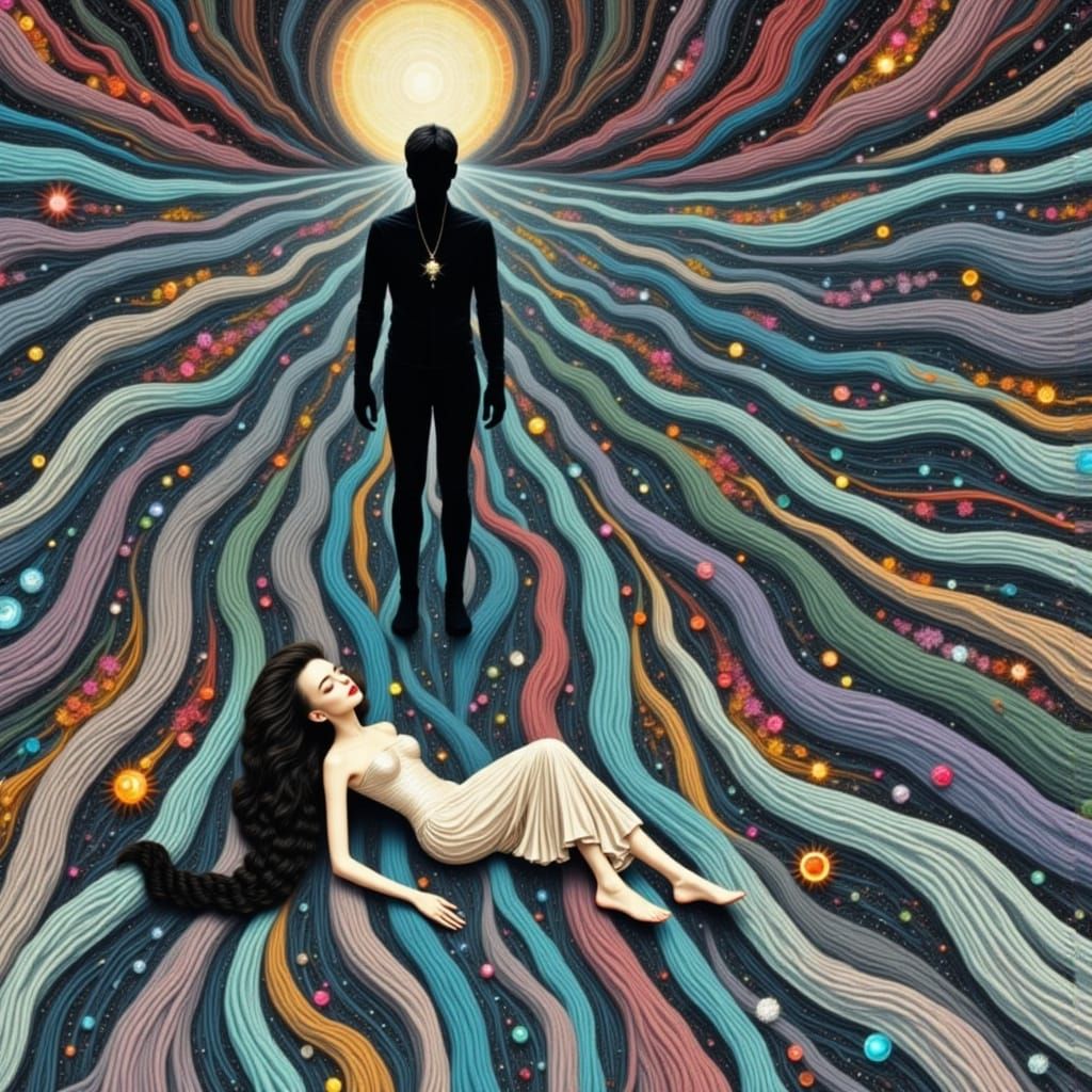 Jeweled Warrior Comforts Companion in Shadowy Fantasy Art