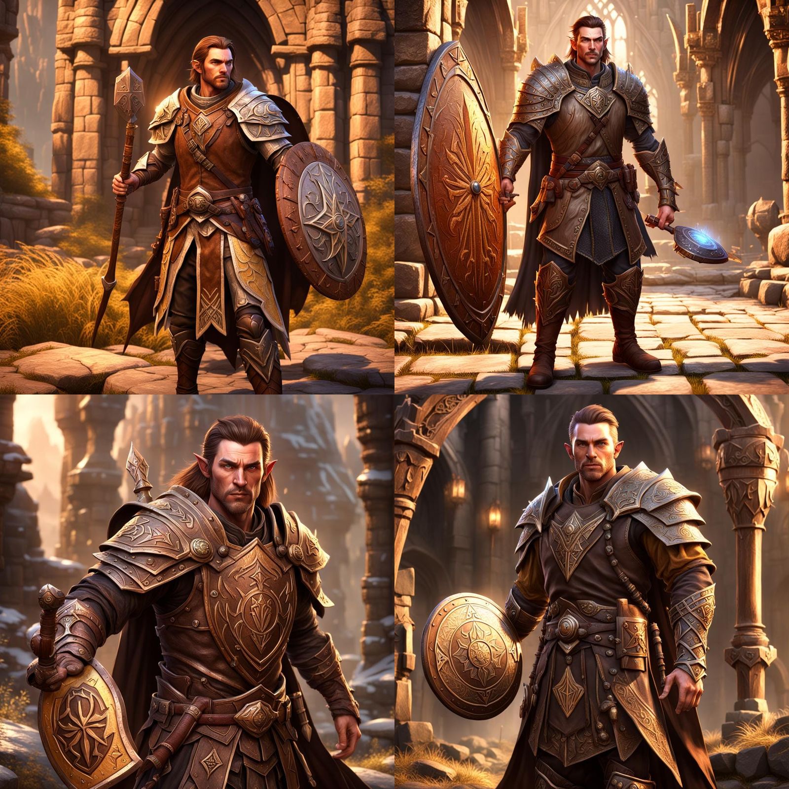 Half-Elf Cleric in Humble Attire, Fantasy Art