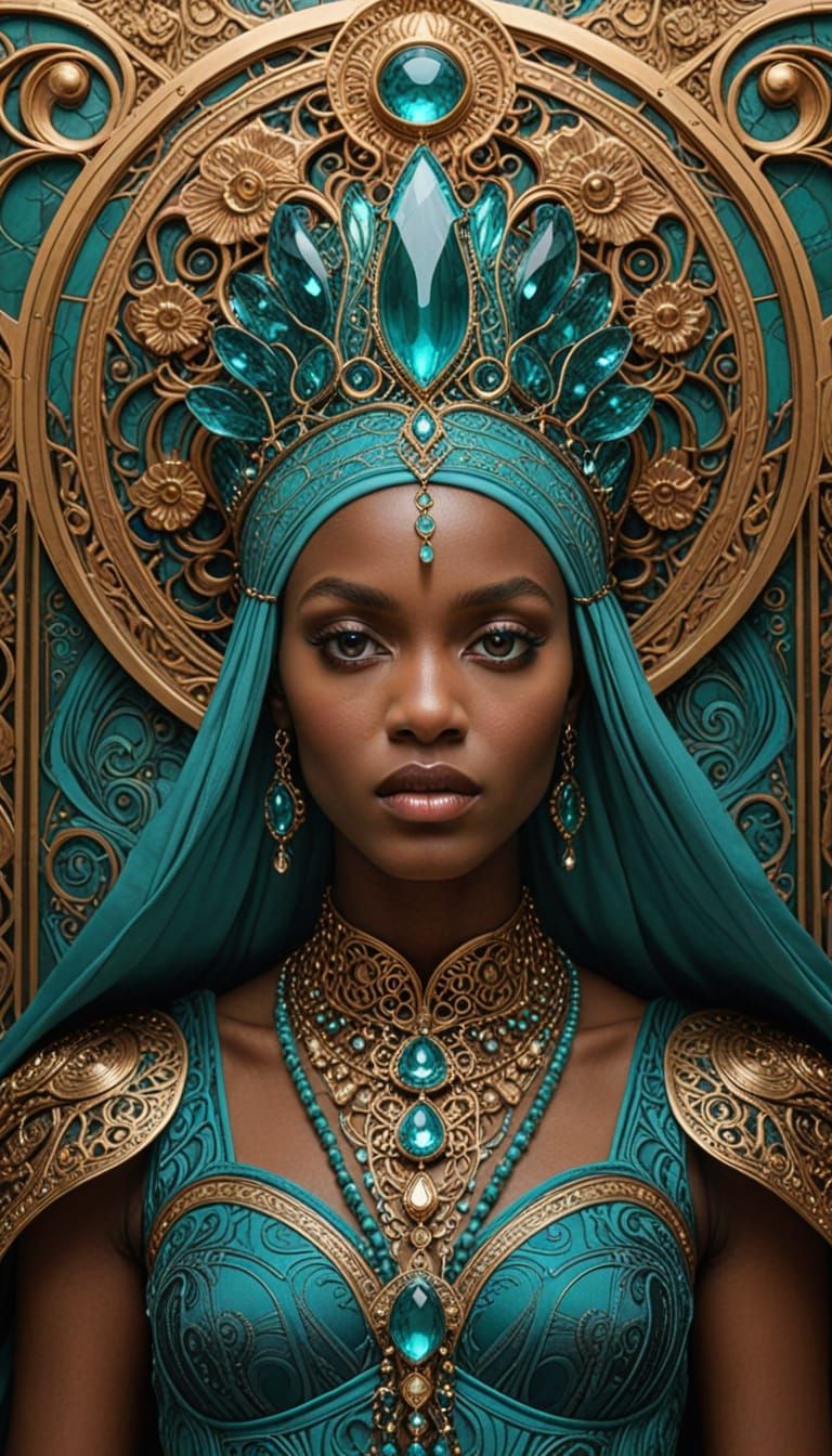 Ethereal Goddess in Shimmering Art Deco Splendor