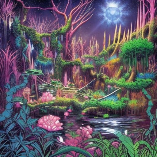 Exotic Overgrown Water Garden in High Romantic Style