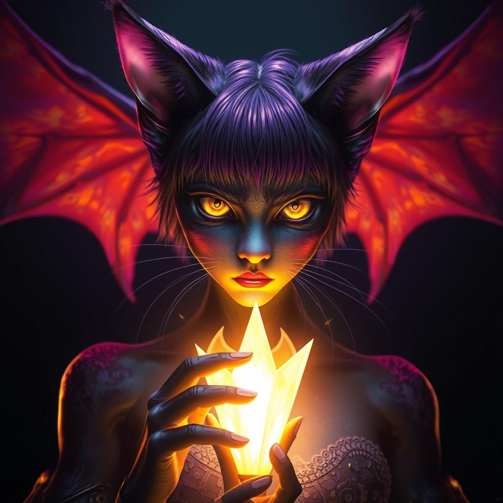 Surreal Goth Cat-Woman in Dark Fantasy Style