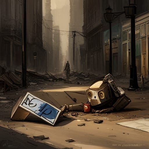 Hobo Robot Begs for Help: Digital Art