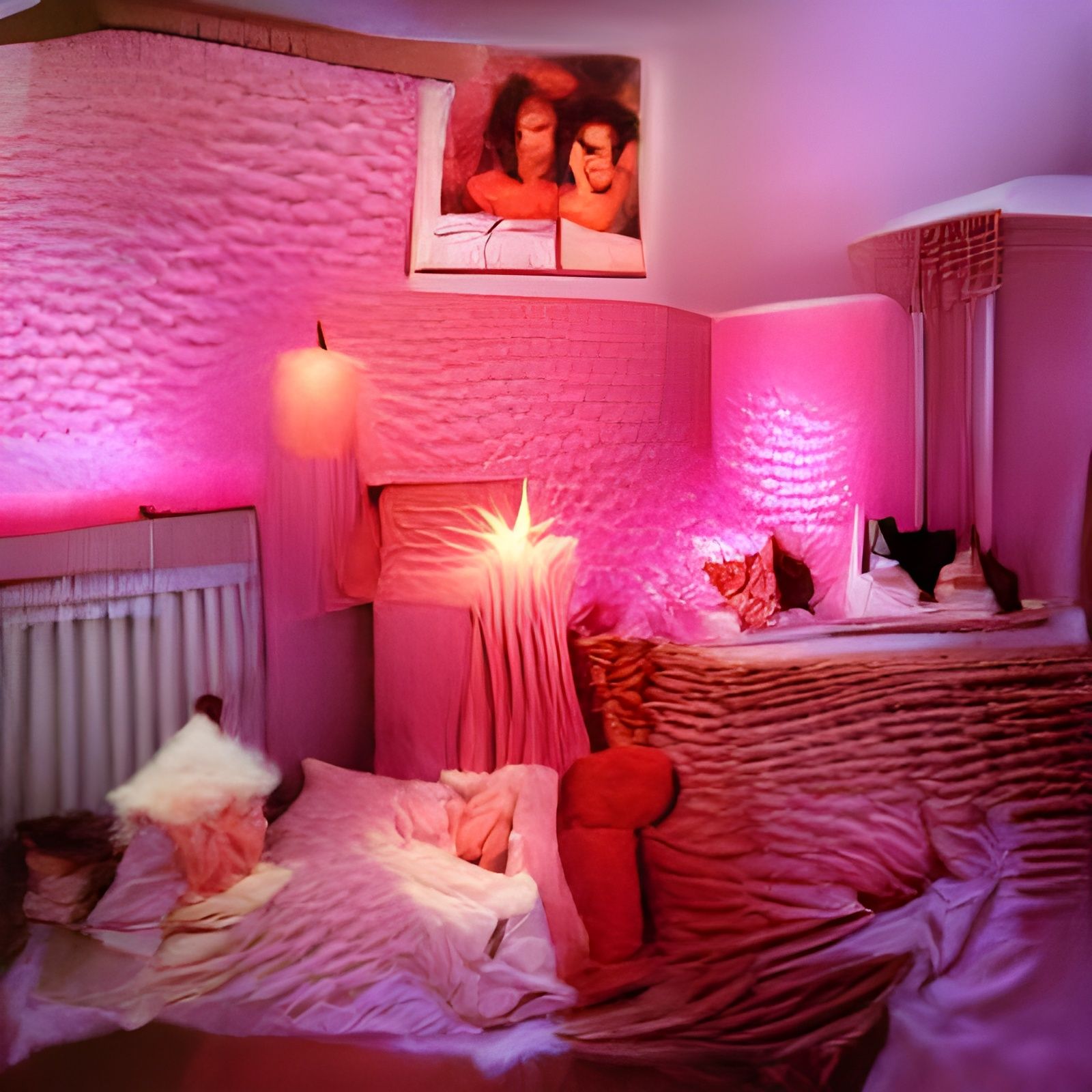 Cozy 80s Pink Bedroom with Ambient Lighting