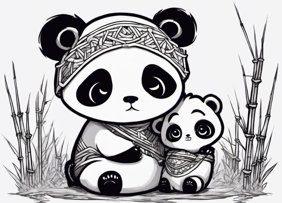 Mama and baby panda