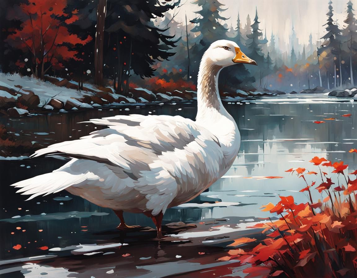 Albino Goose Manga Illustration in Canada