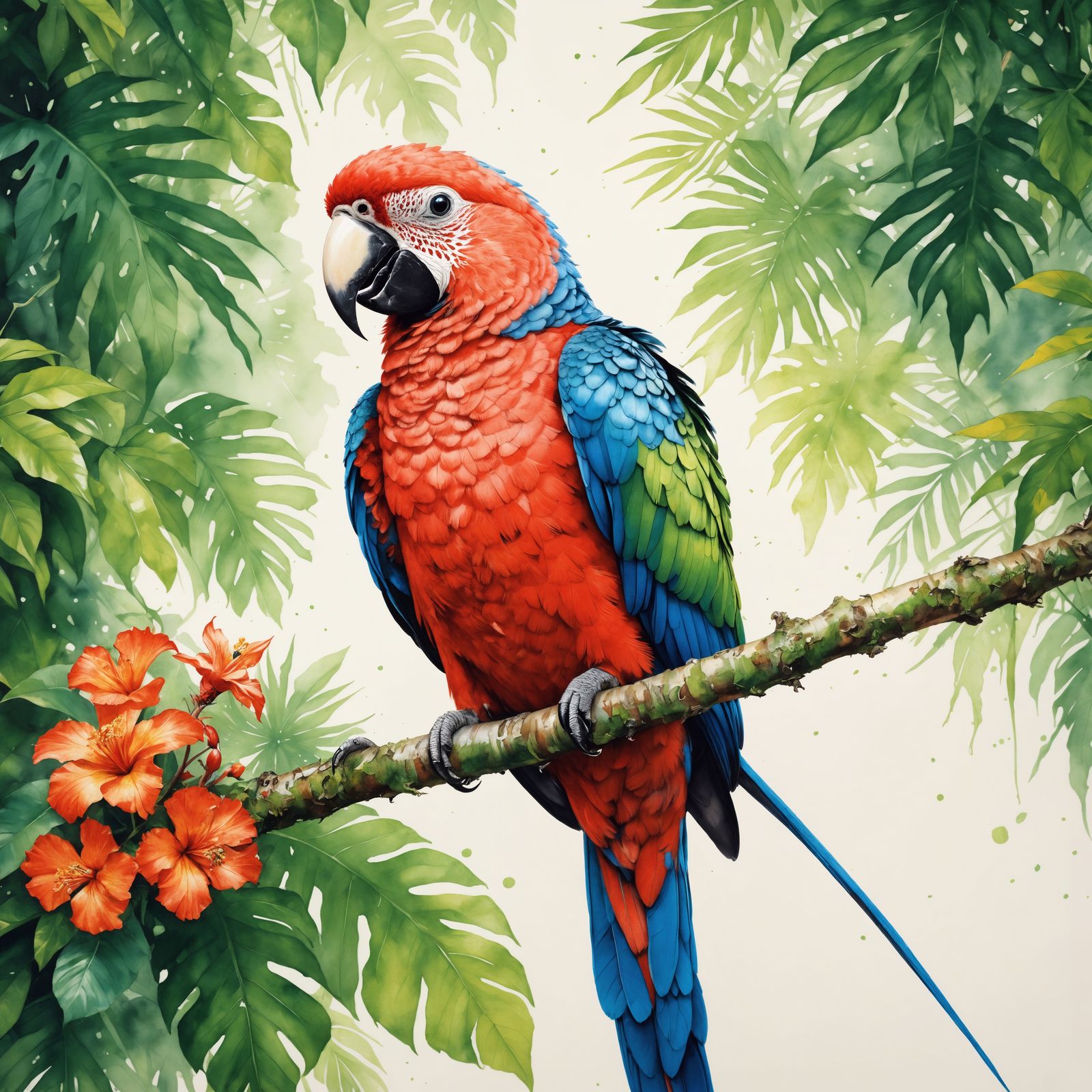 Scarlet Parrot in Tropical Rainforest