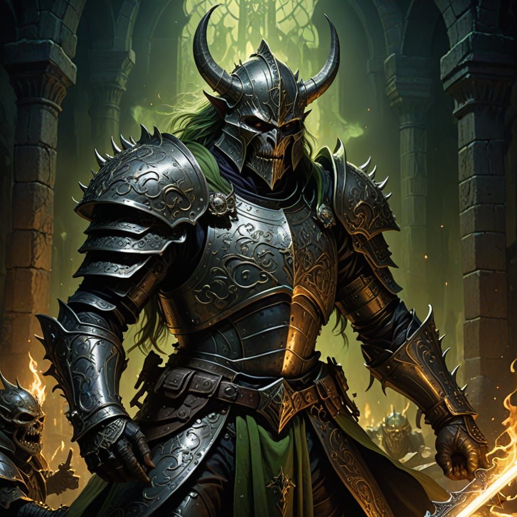 Dark Fantasy Knight Devoured by Goblin King