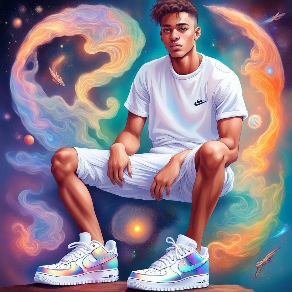 Holographic Astral Illustration of Young Man