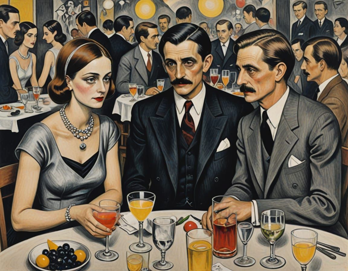 Gatsby's Surreal Cocktail Party in Abstract Expressionist St...