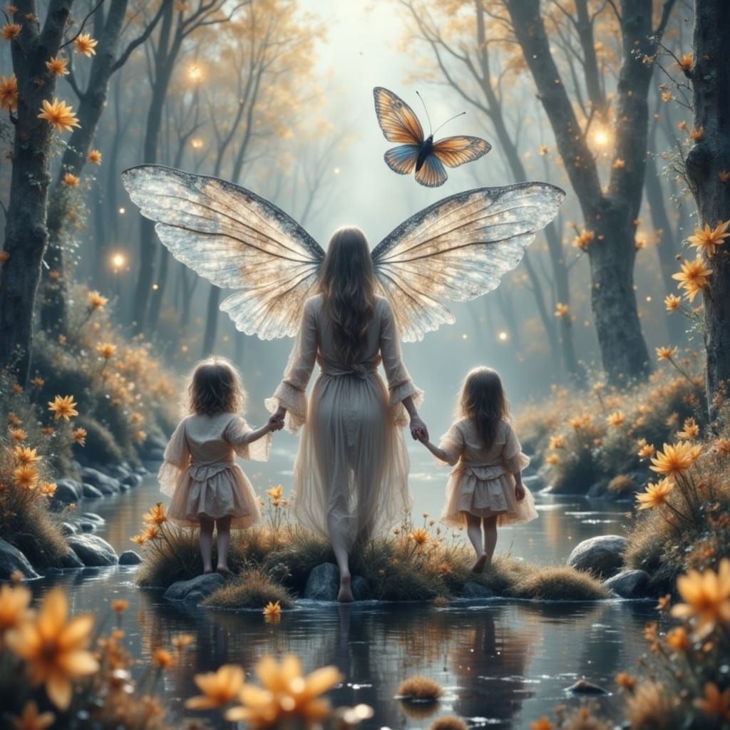 Whimsical Australian Gnomes in Ethereal Flight