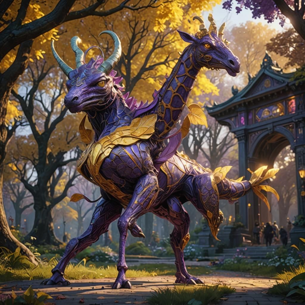 Hybrid Beast in Park: Dark Fantasy Concept Art
