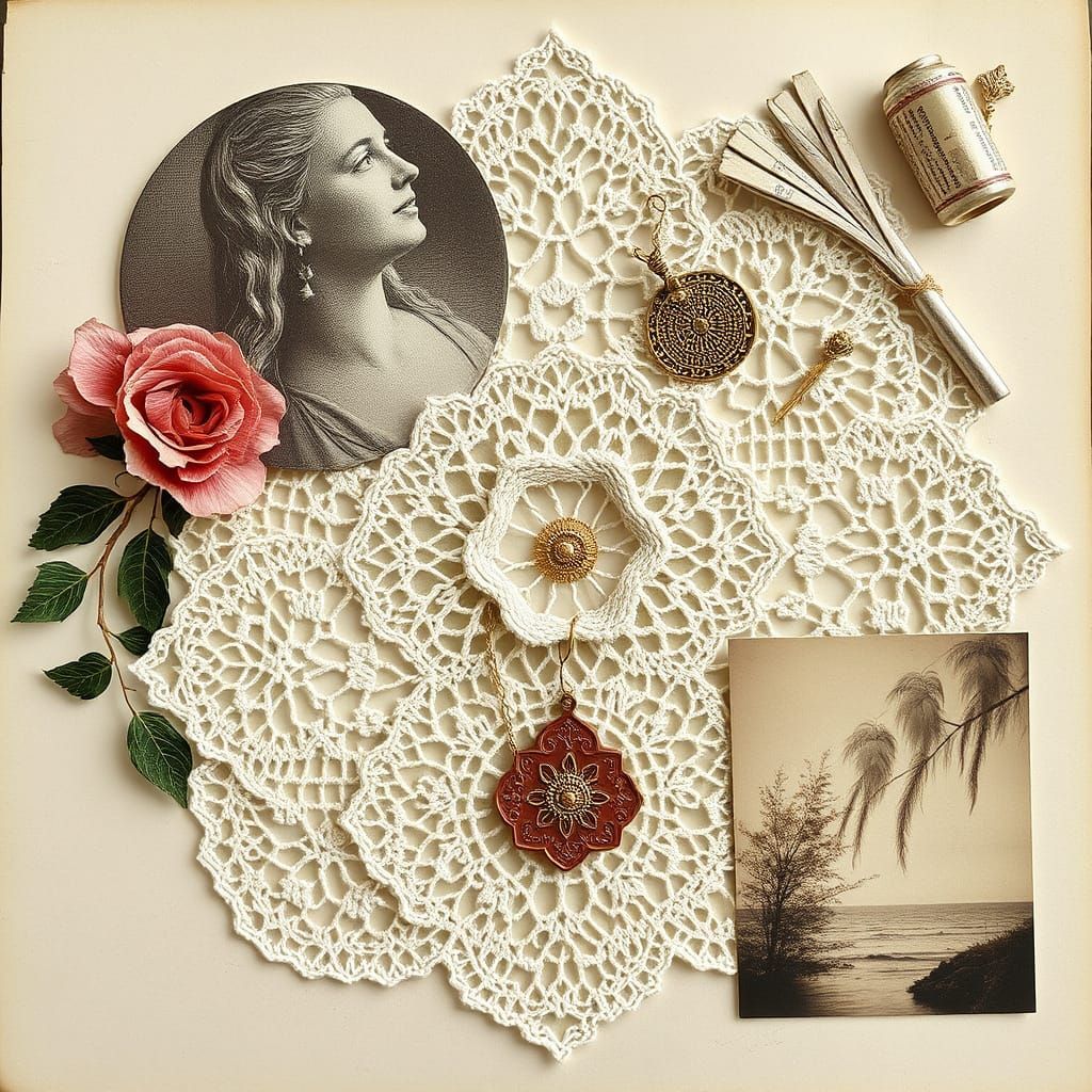 Vintage Lace Photo Collage