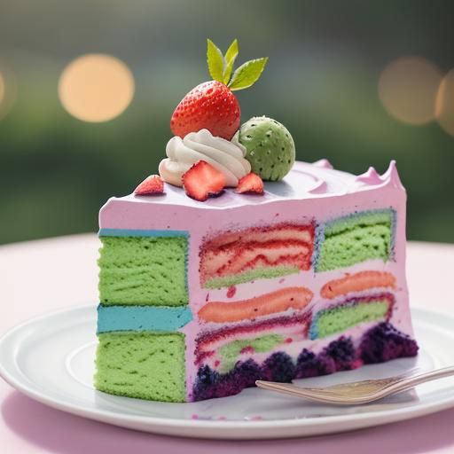 Macha Blueberry Strawberry Ice Cream Cake Photography