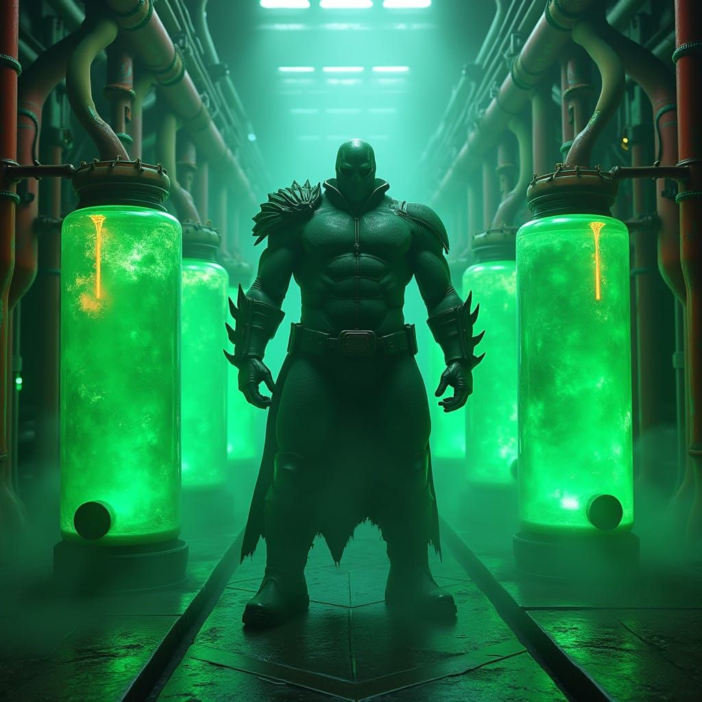 Dark Knight Nemesis Bane in a Vibrant, Otherworldly Environm...