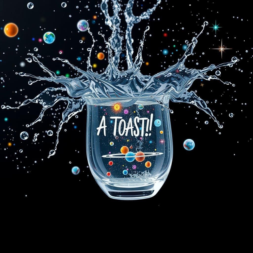 Cosmic Toast: Delicate Glass Shatters, Releasing Celestial W...