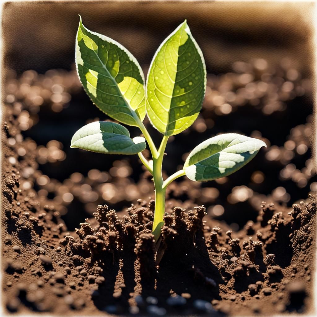 Seedling Sprout in Sunlight: Watercolor Painting