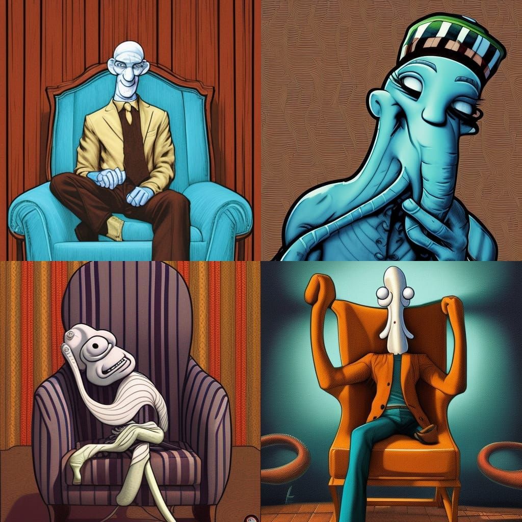 Handsome Squidward in Comic Book Art Style