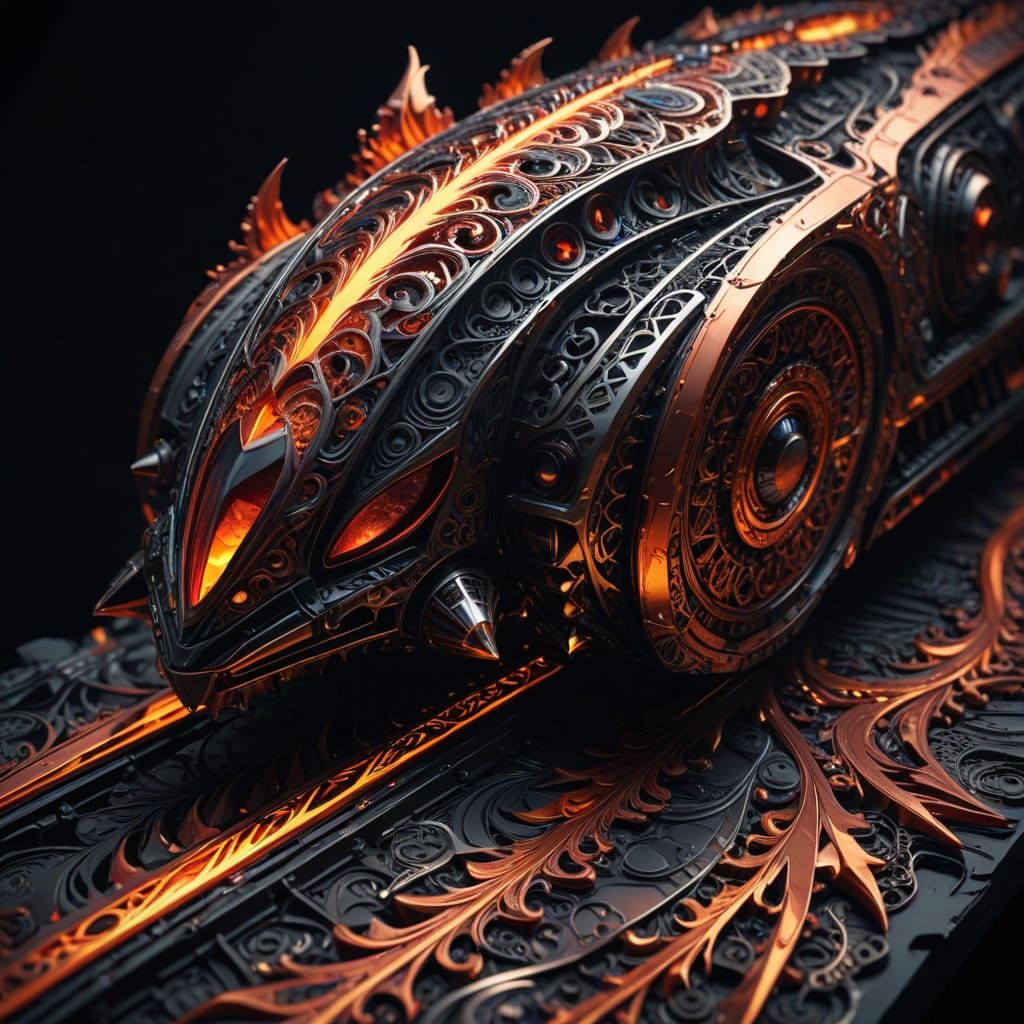 Train of Obsidian Armor Blazes Through Hellish Landscape in ...