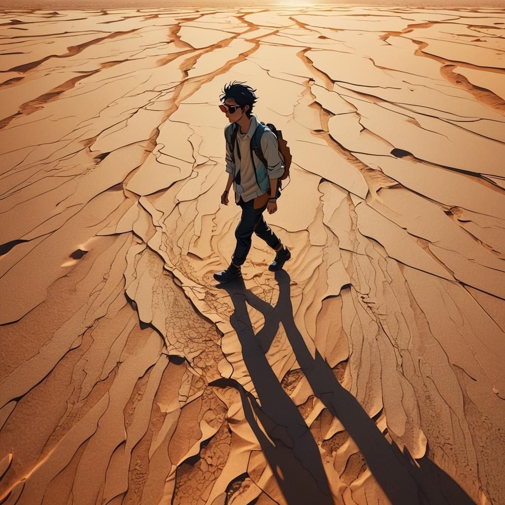 Surreal Anime Desert Mirage in Digital Art