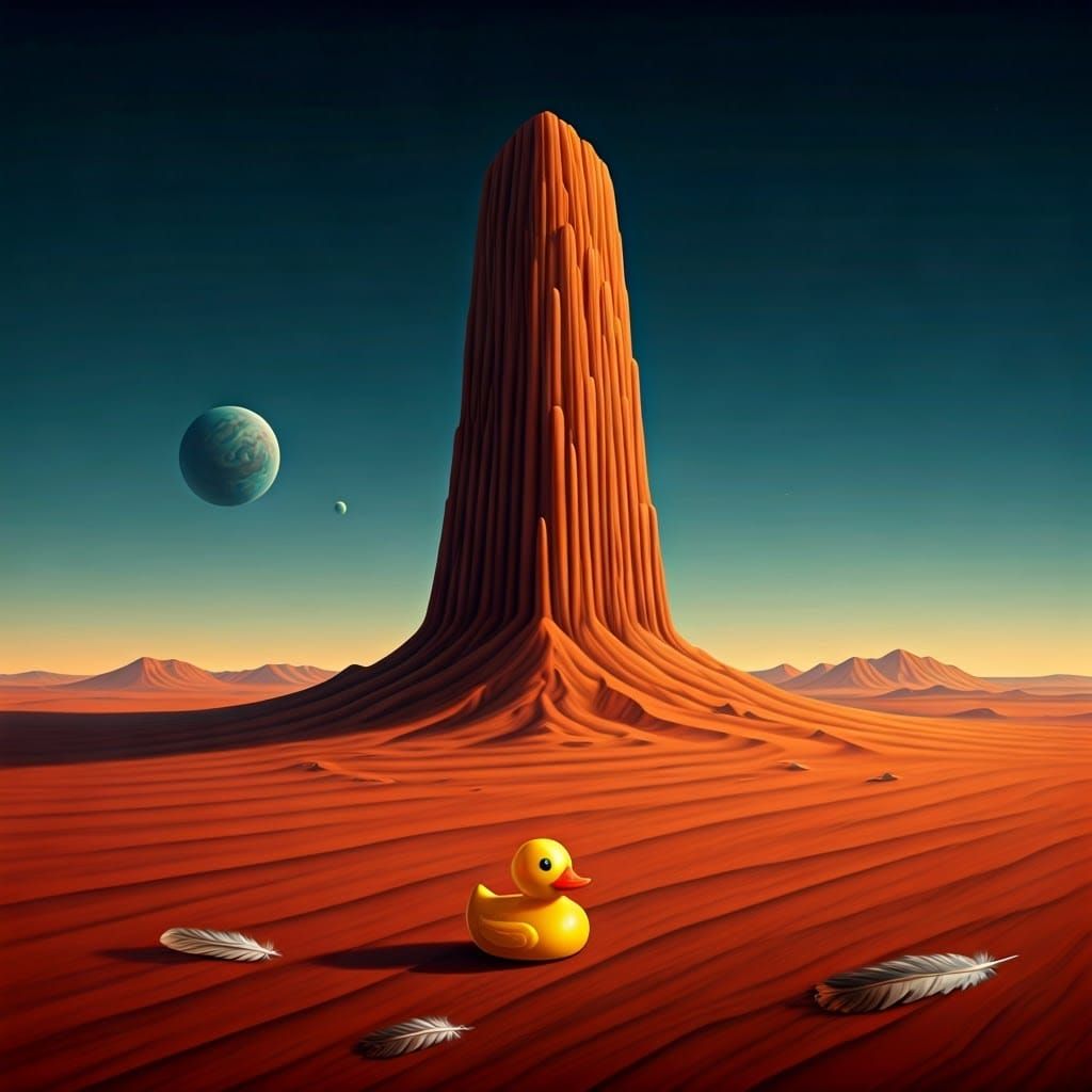 Surrealistic Masterpiece of a Shiny Yellow Rubber Duck on a ...
