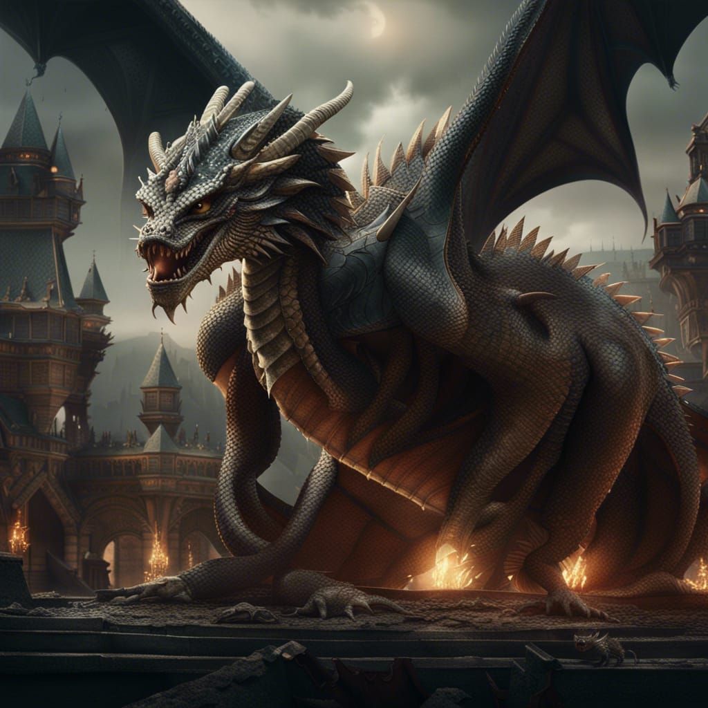 Epic Dragons in a Dramatic Digital Painting