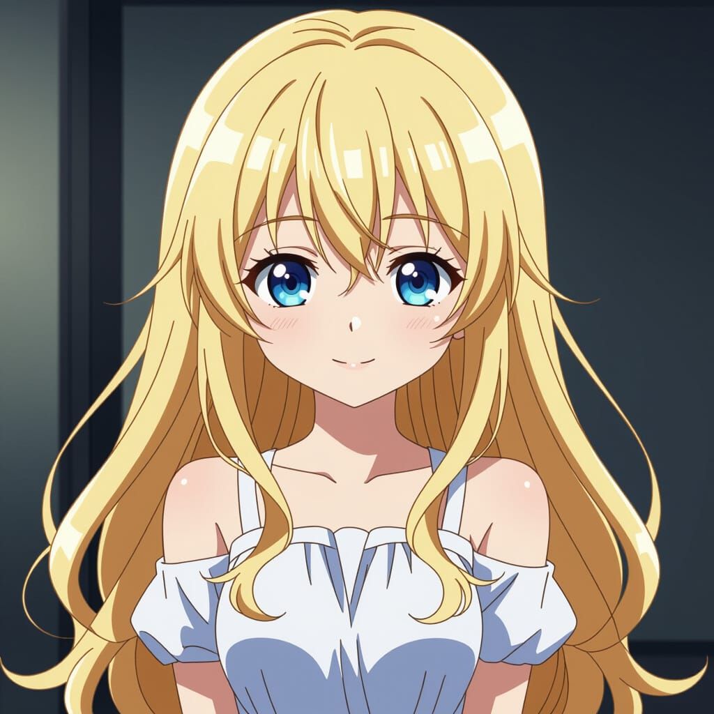 Anime Girl Aoi-Chan with Light Blonde Hair