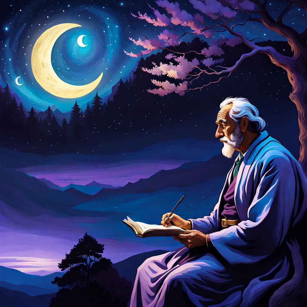 Celestial Wisdom: An Impressionistic Digital Painting