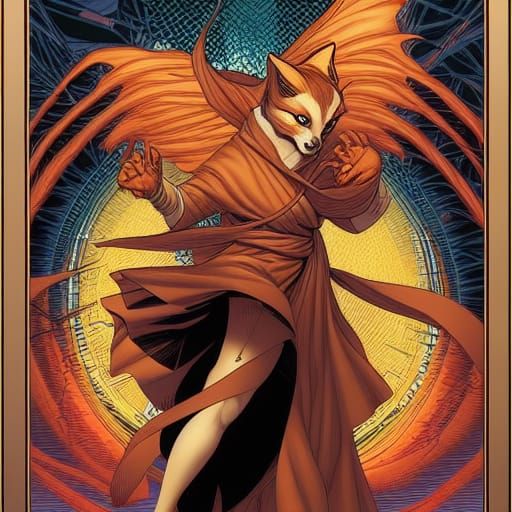 Kitsune in Comic Book Art Style