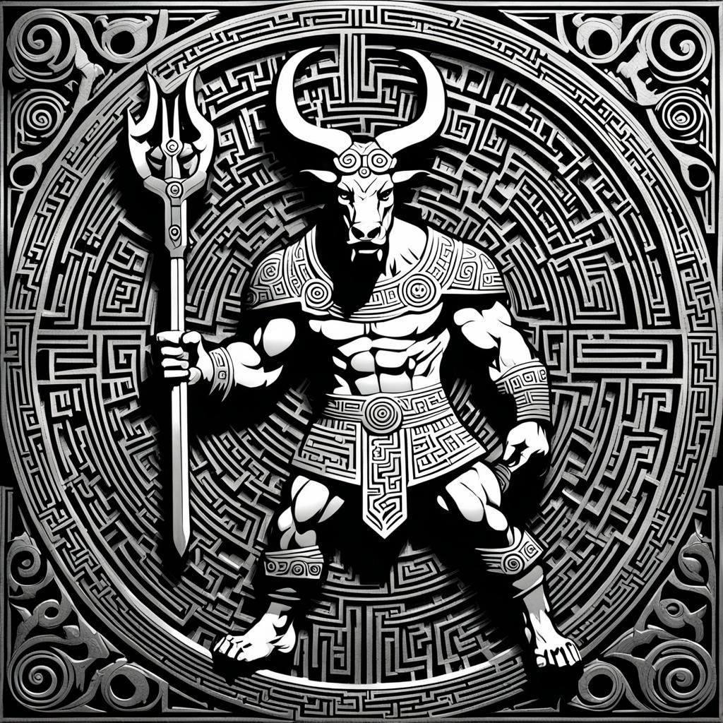 Man-Bull Warrior with Fierce Horns and Sharp Claws