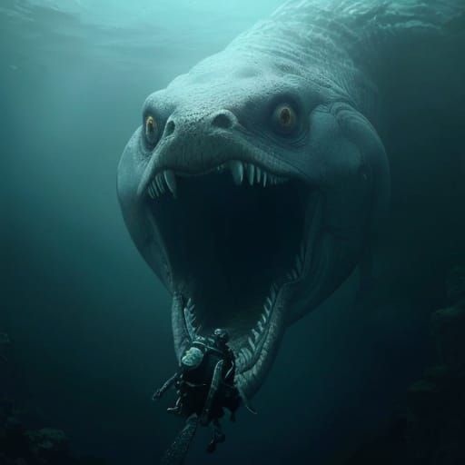Gargantuan Moray Eel Leviathan in Hyperrealistic Cinematic P...