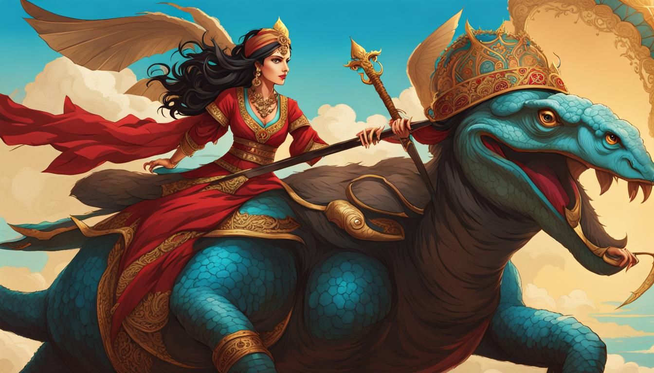 South Asian Pirate Princess Confronts Mythic Beast Rider