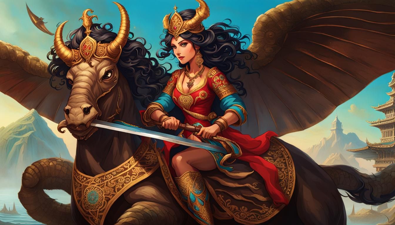 South Asian Pirate Princess Battles Mythical Beast